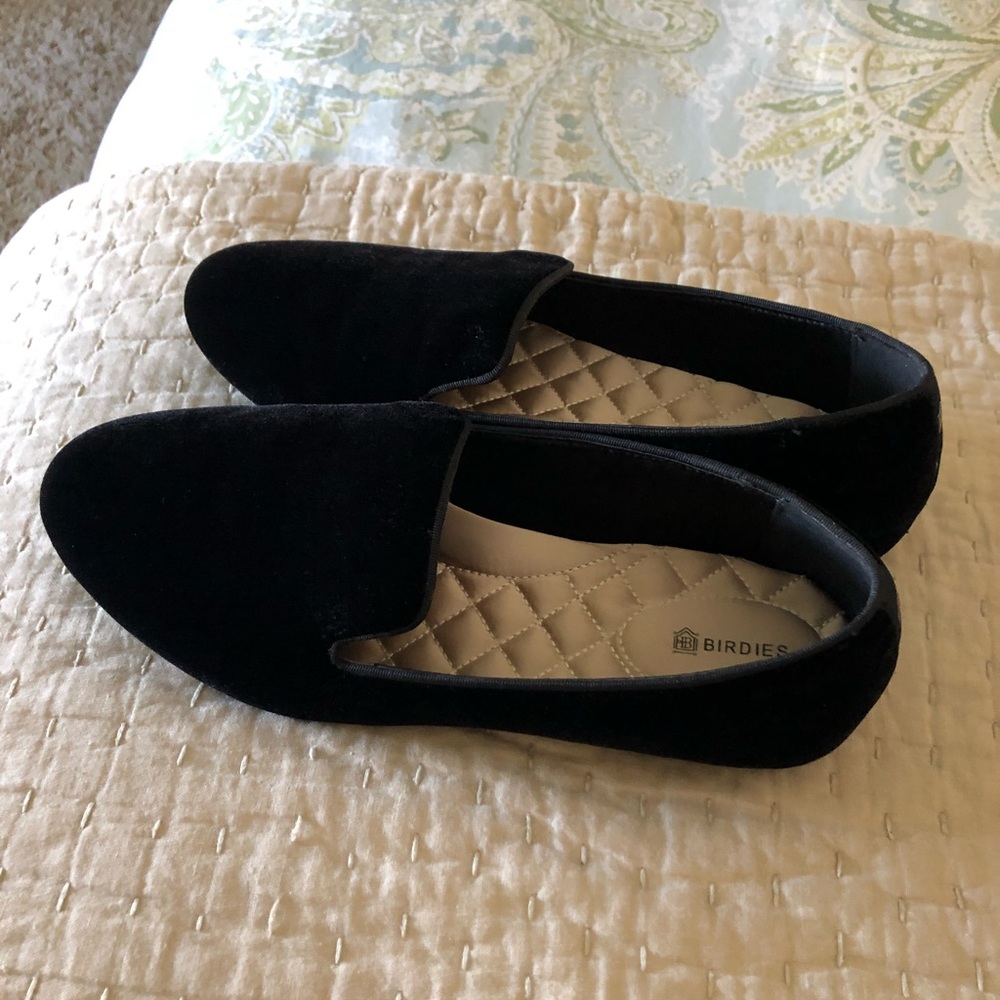Black Velvet Birdies Starling Loafers 9